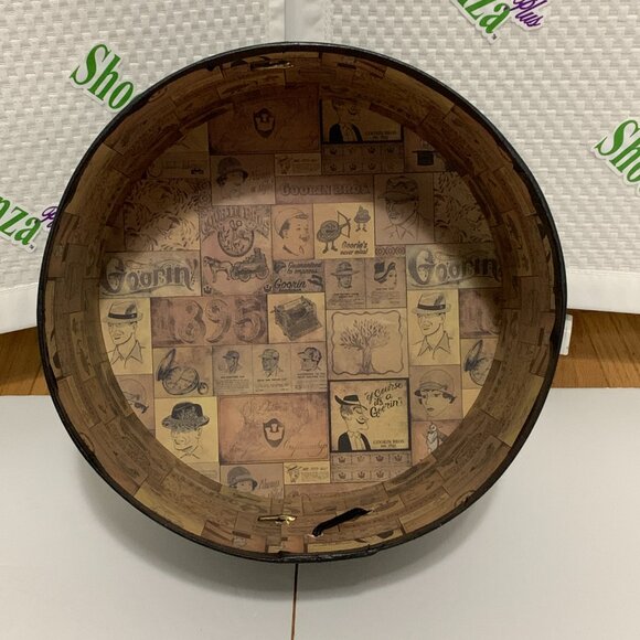 Vintage Goorin Bros Cardboard Hat Box Strap Storage Container Paper Black Gold - Picture 12 of 16
